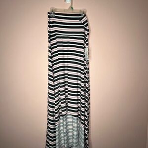 NWT LuLaRoe Olivia Striped High Low Skirt in Black, White, and Pink